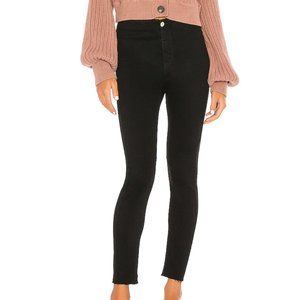 Free People Miles Away Skinny Black Jeans Raw Hem 26